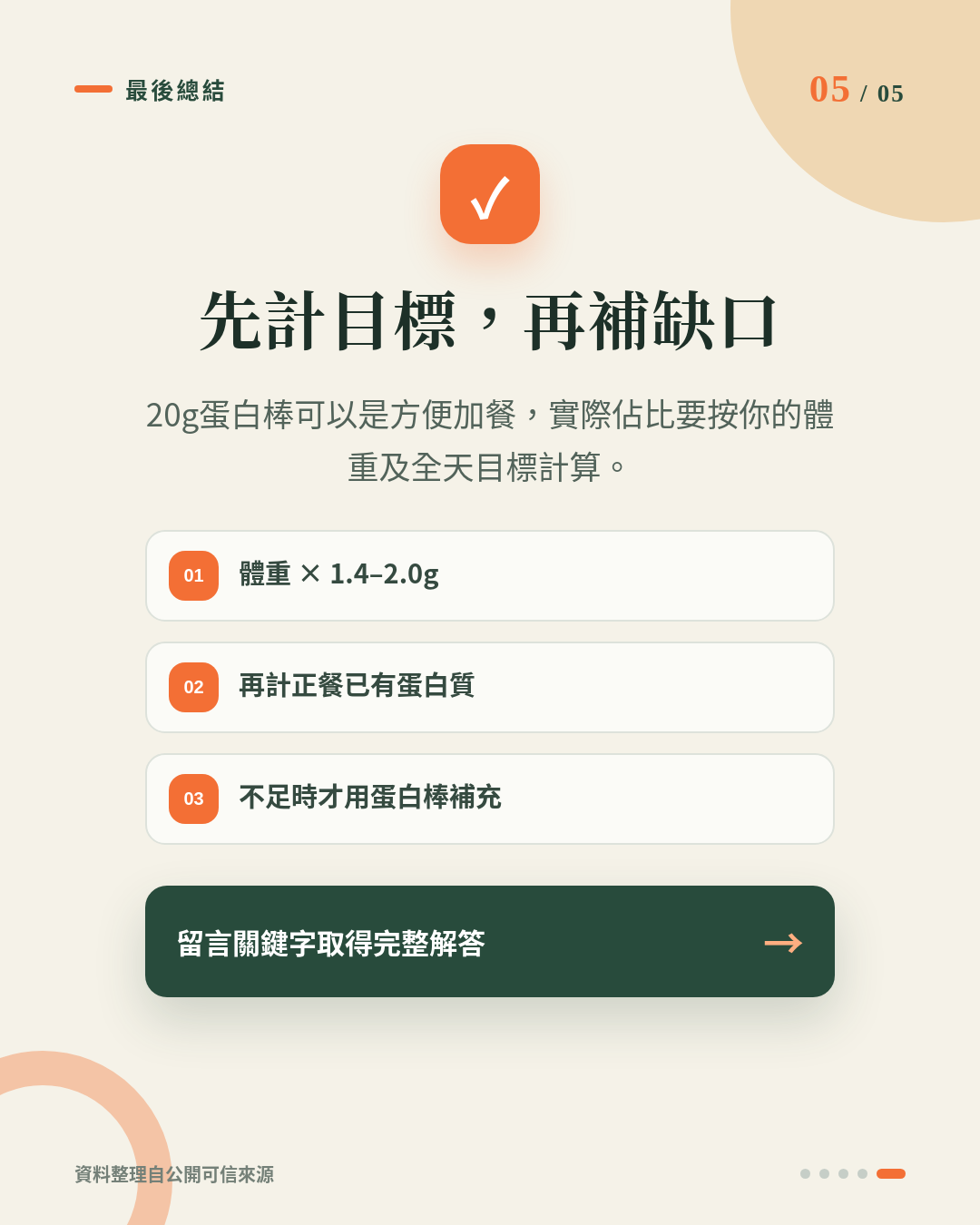 新手增肌每日蛋白質點計？20g蛋白棒到底補到幾多？ 重點 5