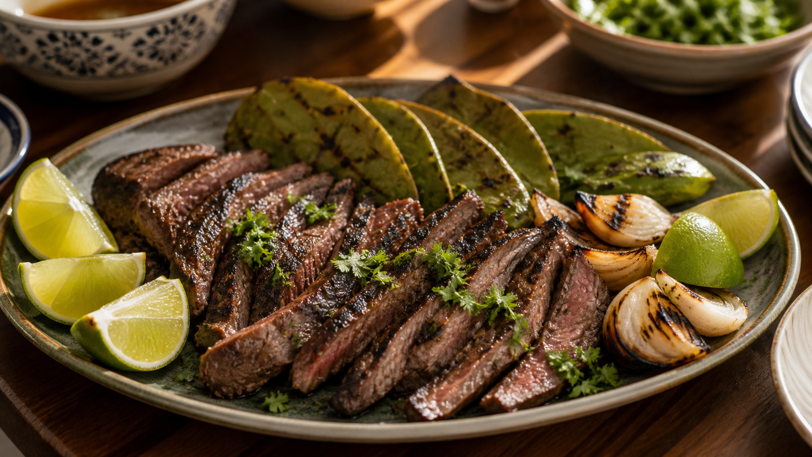 Citrus Char-Grilled Steak with Grilled Cactus
